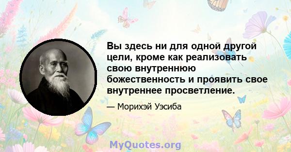 Вы здесь ни для одной другой цели, кроме как реализовать свою внутреннюю божественность и проявить свое внутреннее просветление.