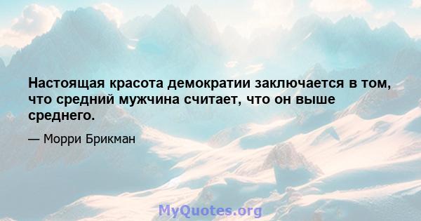 Настоящая красота демократии заключается в том, что средний мужчина считает, что он выше среднего.