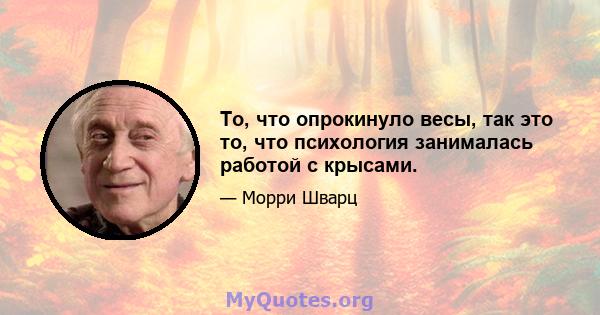 То, что опрокинуло весы, так это то, что психология занималась работой с крысами.