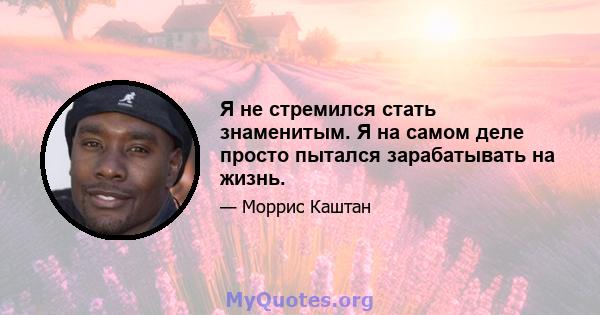 Я не стремился стать знаменитым. Я на самом деле просто пытался зарабатывать на жизнь.