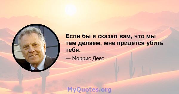 Если бы я сказал вам, что мы там делаем, мне придется убить тебя.