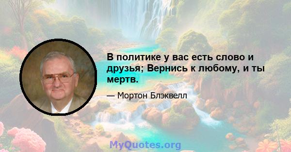 В политике у вас есть слово и друзья; Вернись к любому, и ты мертв.