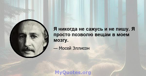 Я никогда не сажусь и не пишу. Я просто позволю вещам в моем мозгу.