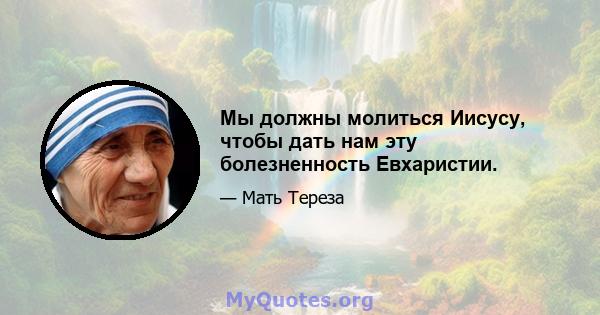 Мы должны молиться Иисусу, чтобы дать нам эту болезненность Евхаристии.