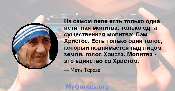 На самом деле есть только одна истинная молитва, только одна существенная молитва: Сам Христос. Есть только один голос, который поднимается над лицом земли, голос Христа. Молитва - это единство со Христом.