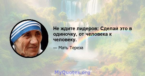 Не ждите лидеров; Сделай это в одиночку, от человека к человеку.