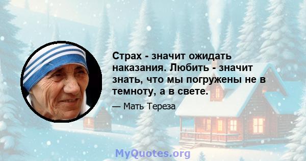 Страх - значит ожидать наказания. Любить - значит знать, что мы погружены не в темноту, а в свете.