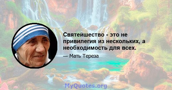 Святейшество - это не привилегия из нескольких, а необходимость для всех.