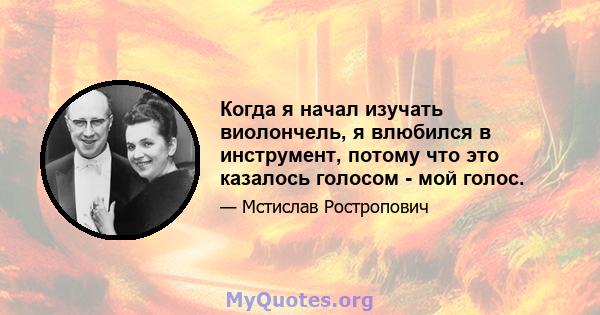 Когда я начал изучать виолончель, я влюбился в инструмент, потому что это казалось голосом - мой голос.