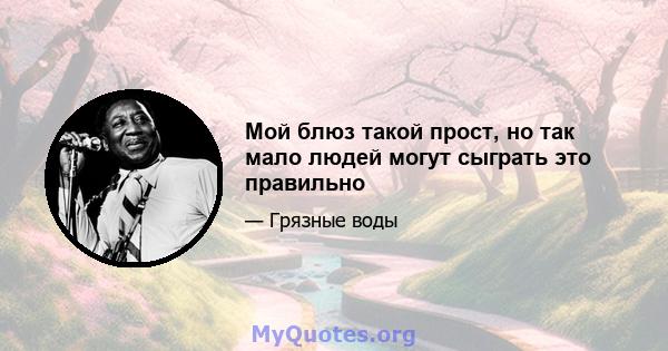 Мой блюз такой прост, но так мало людей могут сыграть это правильно