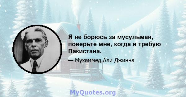 Я не борюсь за мусульман, поверьте мне, когда я требую Пакистана.