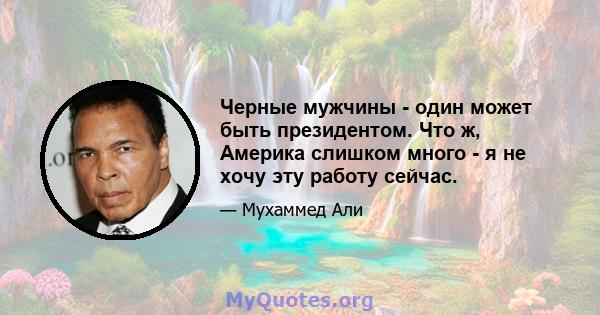 Черные мужчины - один может быть президентом. Что ж, Америка слишком много - я не хочу эту работу сейчас.