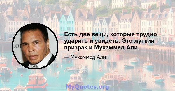 Есть две вещи, которые трудно ударить и увидеть. Это жуткий призрак и Мухаммед Али.