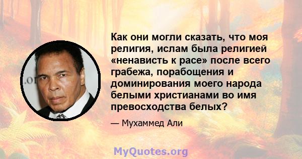 Как они могли сказать, что моя религия, ислам была религией «ненависть к расе» после всего грабежа, порабощения и доминирования моего народа белыми христианами во имя превосходства белых?