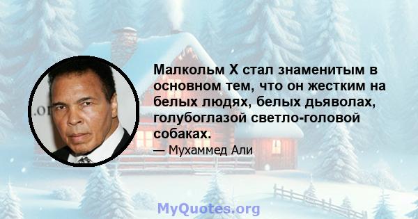 Малкольм X стал знаменитым в основном тем, что он жестким на белых людях, белых дьяволах, голубоглазой светло-головой собаках.