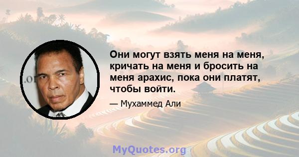 Они могут взять меня на меня, кричать на меня и бросить на меня арахис, пока они платят, чтобы войти.