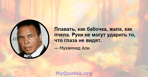 Плавать, как бабочка, жала, как пчела. Руки не могут ударить то, что глаза не видят.