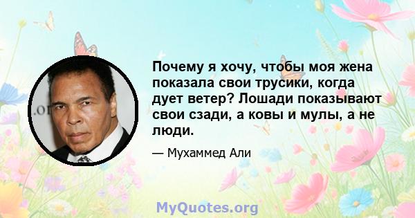 Почему я хочу, чтобы моя жена показала свои трусики, когда дует ветер? Лошади показывают свои сзади, а ковы и мулы, а не люди.