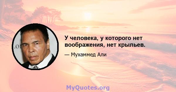 У человека, у которого нет воображения, нет крыльев.