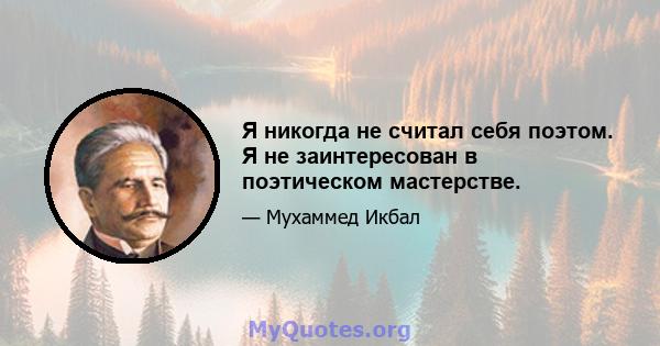 Я никогда не считал себя поэтом. Я не заинтересован в поэтическом мастерстве.