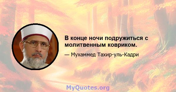 В конце ночи подружиться с молитвенным ковриком.