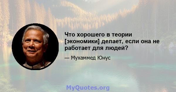 Что хорошего в теории [экономики] делает, если она не работает для людей?