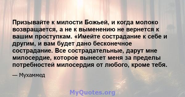 Призывайте к милости Божьей, и когда молоко возвращается, а не к выменению не вернется к вашим проступкам. «Имейте сострадание к себе и другим, и вам будет дано бесконечное сострадание. Все сострадательные, дарут мне