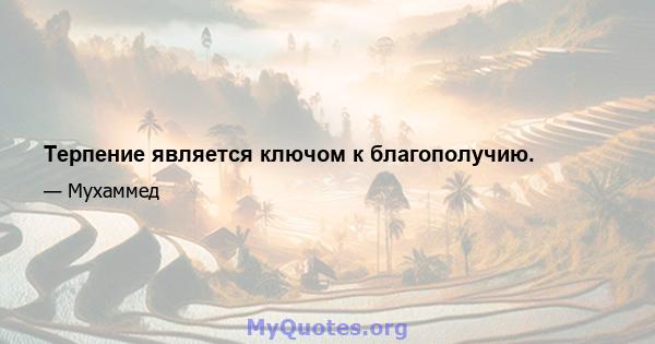 Терпение является ключом к благополучию.