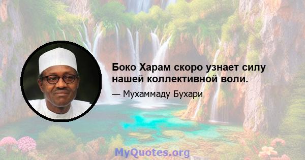 Боко Харам скоро узнает силу нашей коллективной воли.