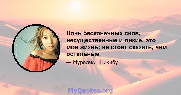 Ночь бесконечных снов, несущественные и дикие, это моя жизнь; не стоит сказать, чем остальные.