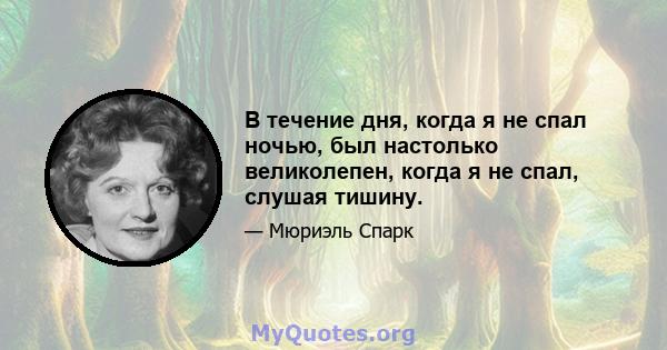 В течение дня, когда я не спал ночью, был настолько великолепен, когда я не спал, слушая тишину.