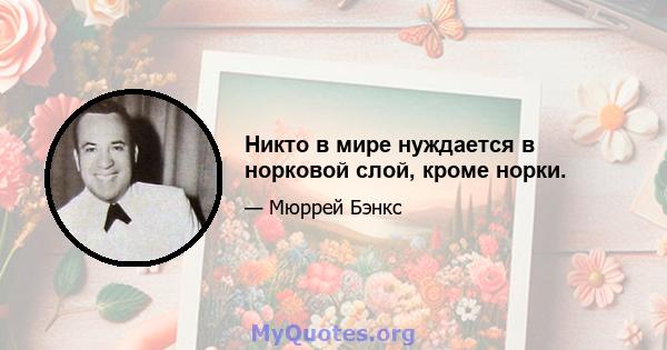 Никто в мире нуждается в норковой слой, кроме норки.