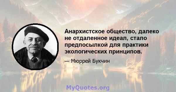 Анархистское общество, далеко не отдаленное идеал, стало предпосылкой для практики экологических принципов.