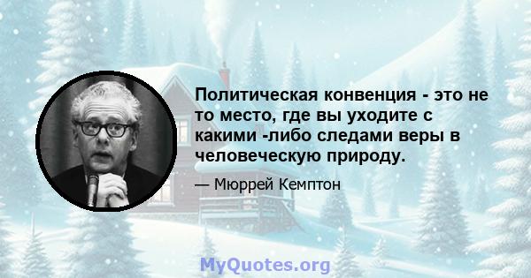 Политическая конвенция - это не то место, где вы уходите с какими -либо следами веры в человеческую природу.