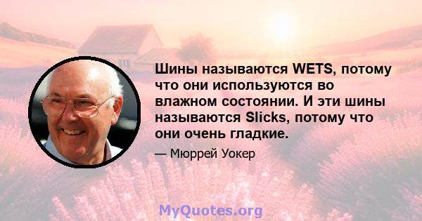 Шины называются WETS, потому что они используются во влажном состоянии. И эти шины называются Slicks, потому что они очень гладкие.