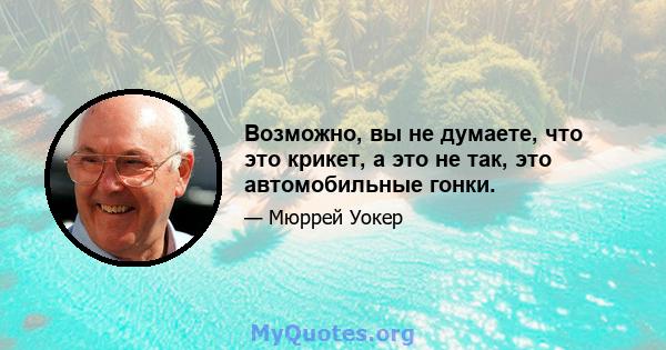 Возможно, вы не думаете, что это крикет, а это не так, это автомобильные гонки.