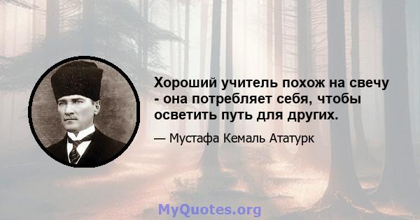 Хороший учитель похож на свечу - она ​​потребляет себя, чтобы осветить путь для других.