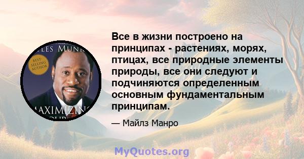 Все в жизни построено на принципах - растениях, морях, птицах, все природные элементы природы, все они следуют и подчиняются определенным основным фундаментальным принципам.