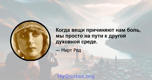 Когда вещи причиняют нам боль, мы просто на пути к другой духовной среде.