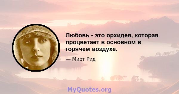 Любовь - это орхидея, которая процветает в основном в горячем воздухе.