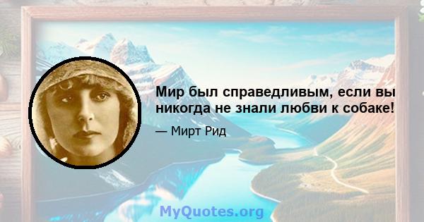 Мир был справедливым, если вы никогда не знали любви к собаке!