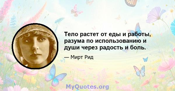 Тело растет от еды и работы, разума по использованию и души через радость и боль.