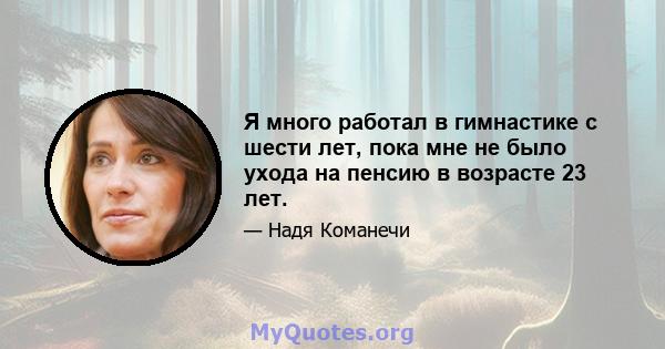 Я много работал в гимнастике с шести лет, пока мне не было ухода на пенсию в возрасте 23 лет.