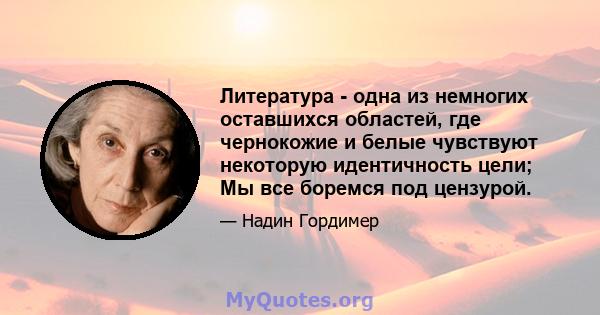 Литература - одна из немногих оставшихся областей, где чернокожие и белые чувствуют некоторую идентичность цели; Мы все боремся под цензурой.