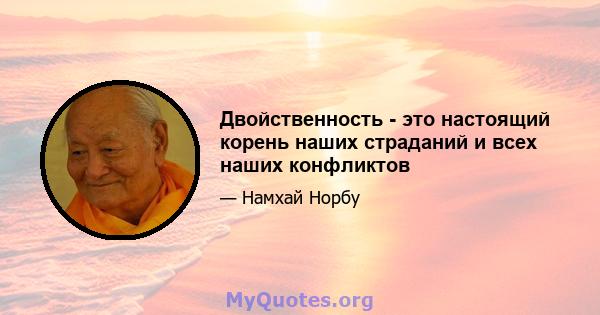 Двойственность - это настоящий корень наших страданий и всех наших конфликтов