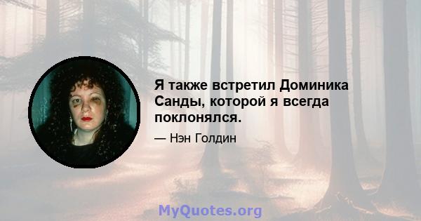 Я также встретил Доминика Санды, которой я всегда поклонялся.