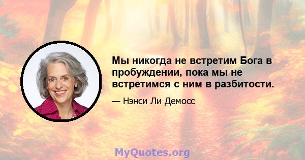 Мы никогда не встретим Бога в пробуждении, пока мы не встретимся с ним в разбитости.