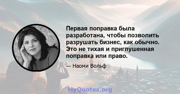 Первая поправка была разработана, чтобы позволить разрушать бизнес, как обычно. Это не тихая и приглушенная поправка или право.