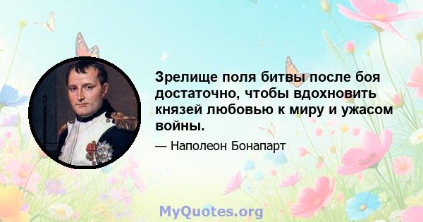 Зрелище поля битвы после боя достаточно, чтобы вдохновить князей любовью к миру и ужасом войны.