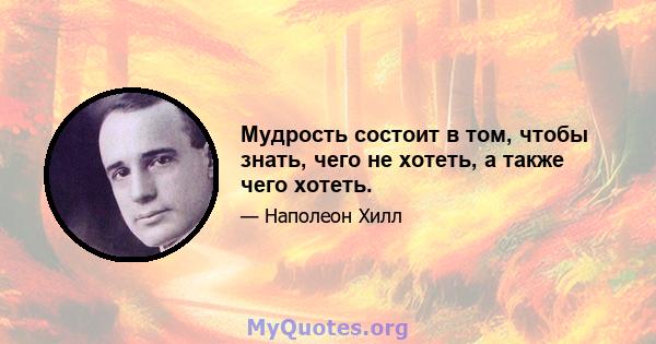 Мудрость состоит в том, чтобы знать, чего не хотеть, а также чего хотеть.